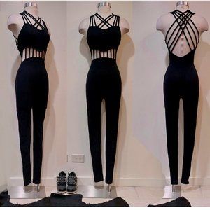 💥HOT ITEM💥 Black Bodycon Strappy Unitard
